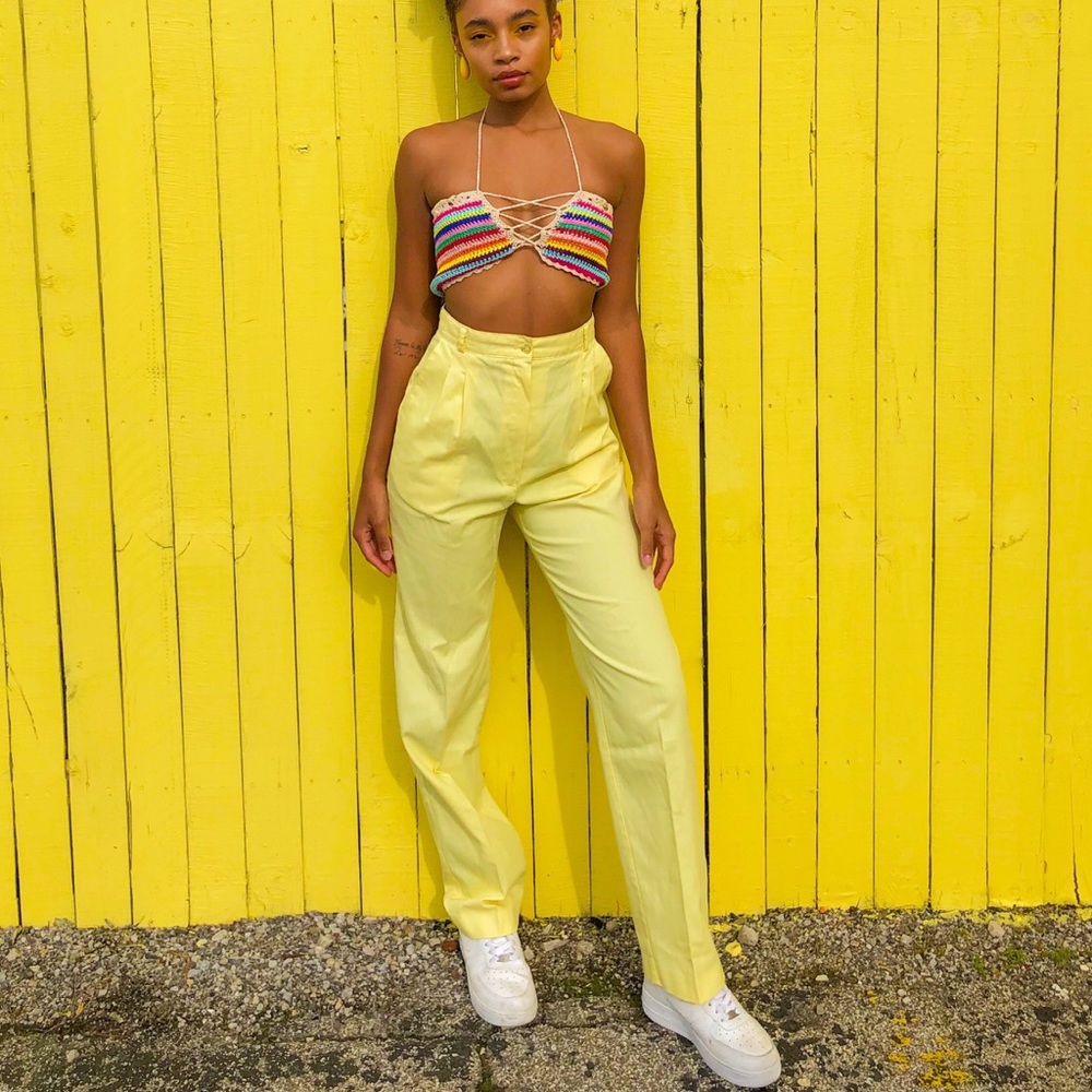 Pastel Yellow Casual Pants